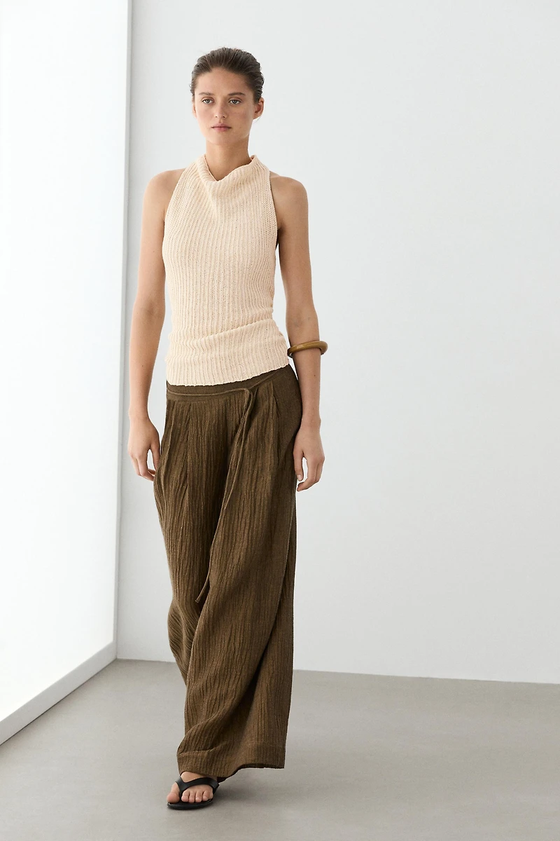 Flowing linen blend trousers