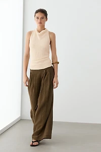 Flowing linen blend trousers