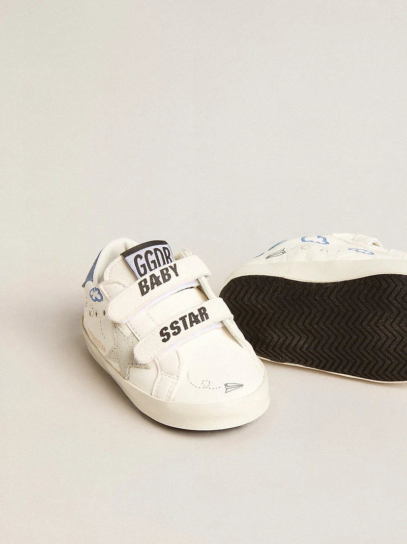 Baby Old School with suede star and light blue leather heel tab