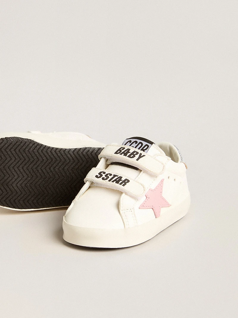 Baby Old School with pink leather star and silver heel tab