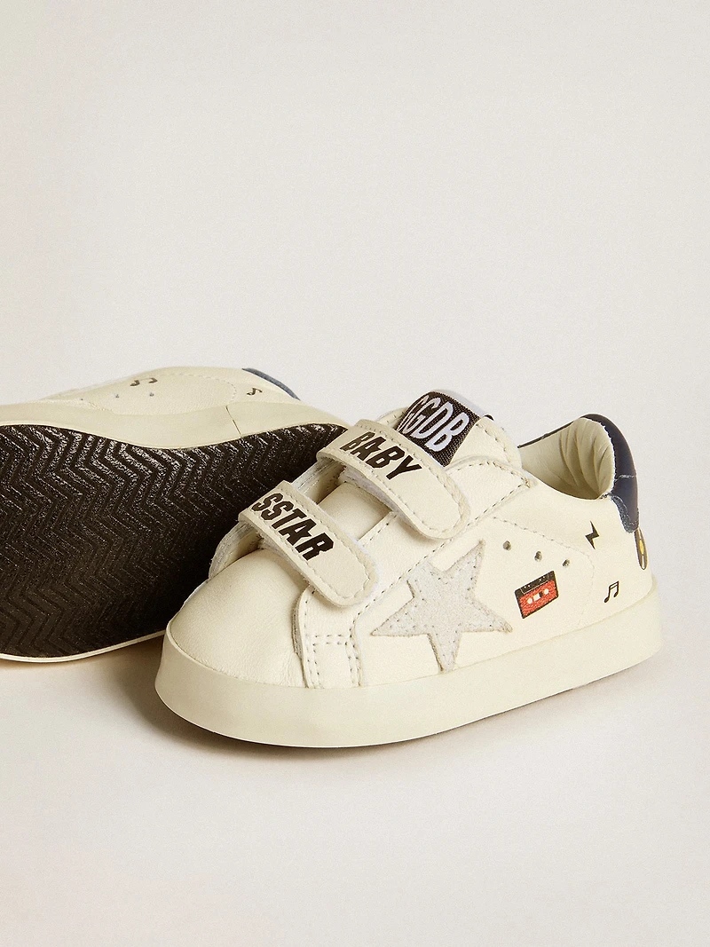 Baby School nappa leather with musical print and white suede star