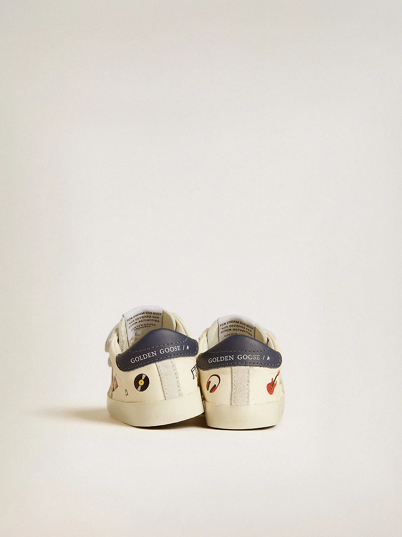 Baby School nappa leather with musical print and white suede star