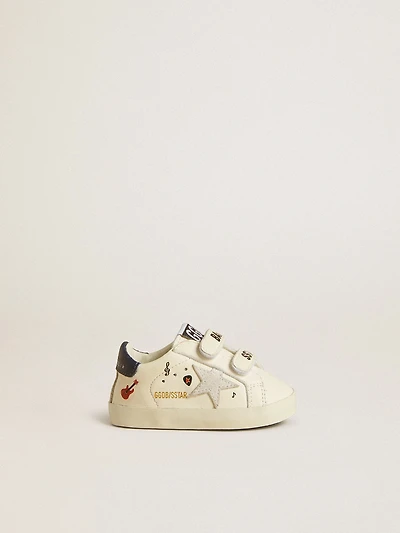 Baby School nappa leather with musical print and white suede star