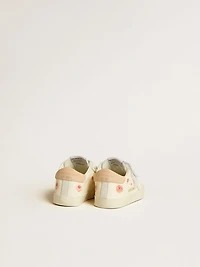 Baby School in nappa leather with pink rose motif and white suede star