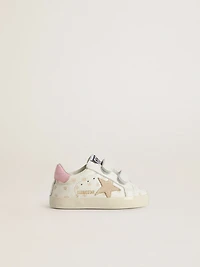 Baby School in nappa with pink flower motif and beige suede star