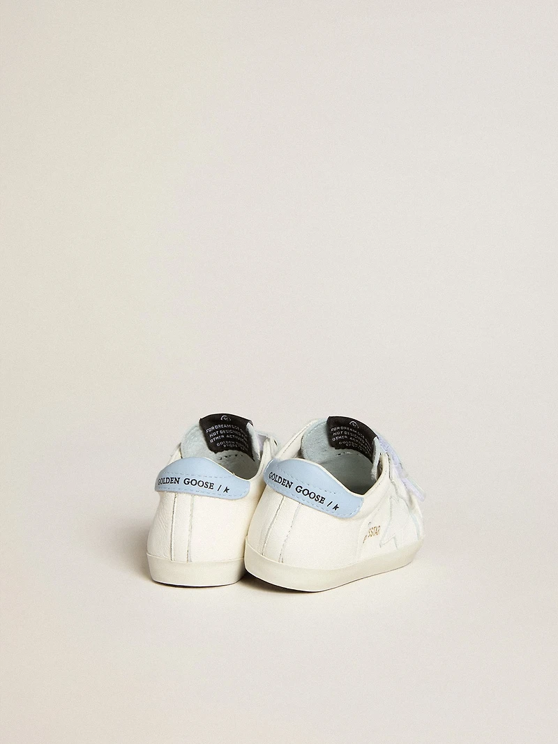Baby School set white nappa with light blue leather heel tab