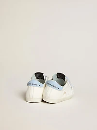 Baby School set white nappa with light blue leather heel tab