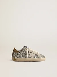 Super-Star Junior in glitter with a suede star and gold heel tab