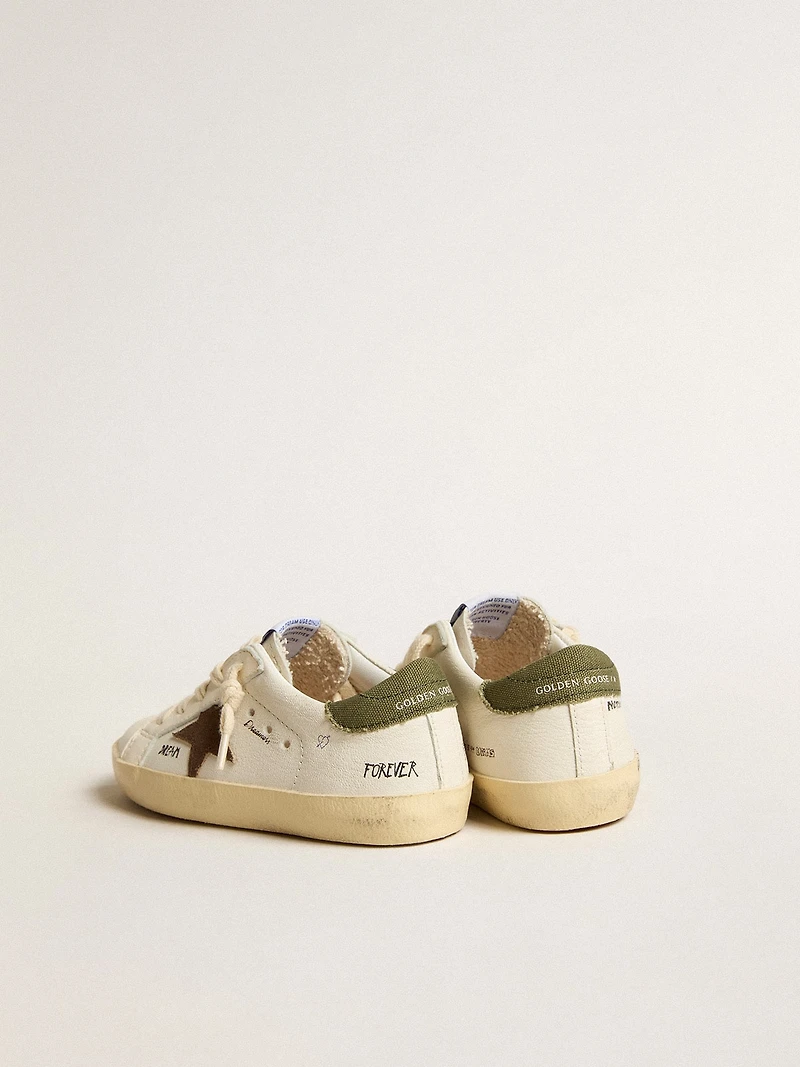 Super-Star Junior in nappa with suede star and green heel tab