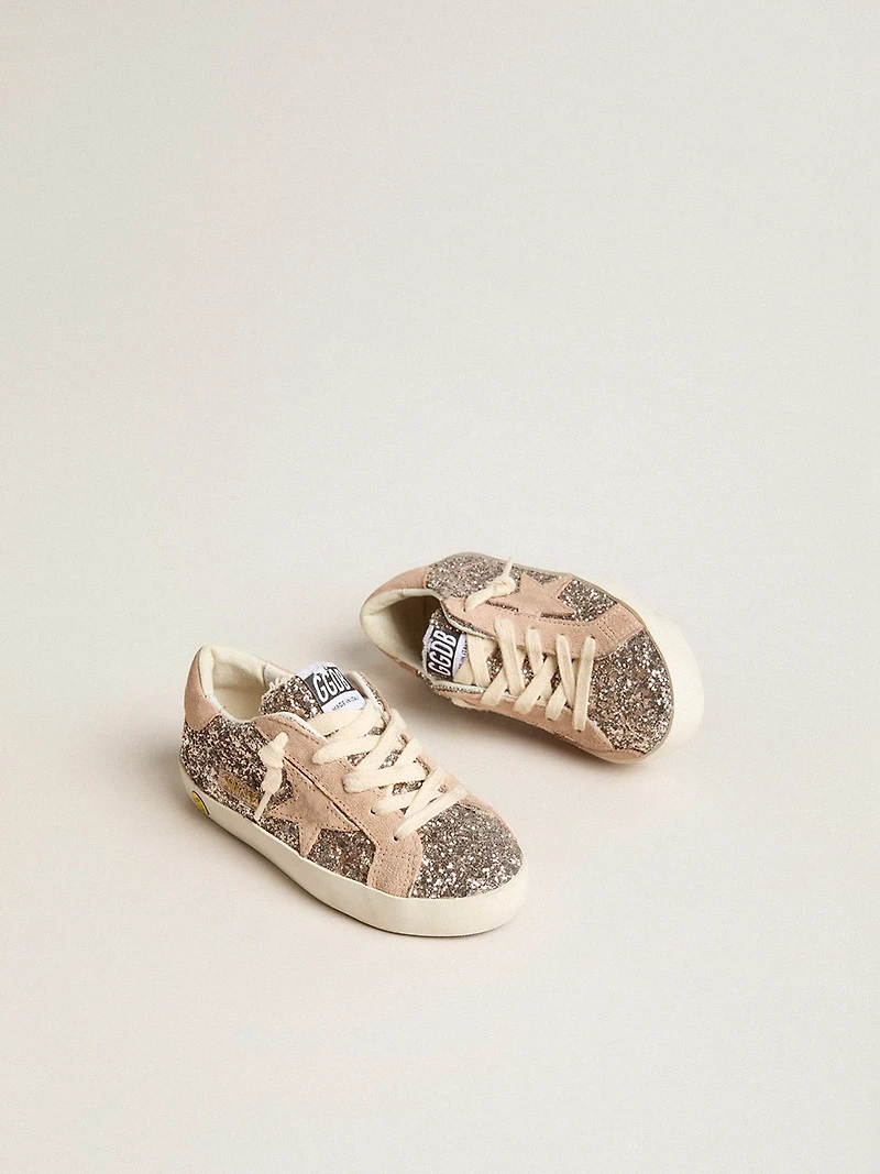 Junior Super-Star glitter with suede star and heel tab
