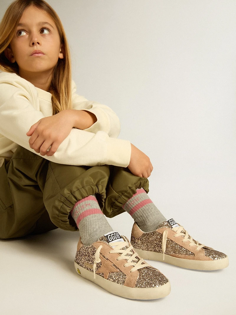 Junior Super-Star glitter with suede star and heel tab