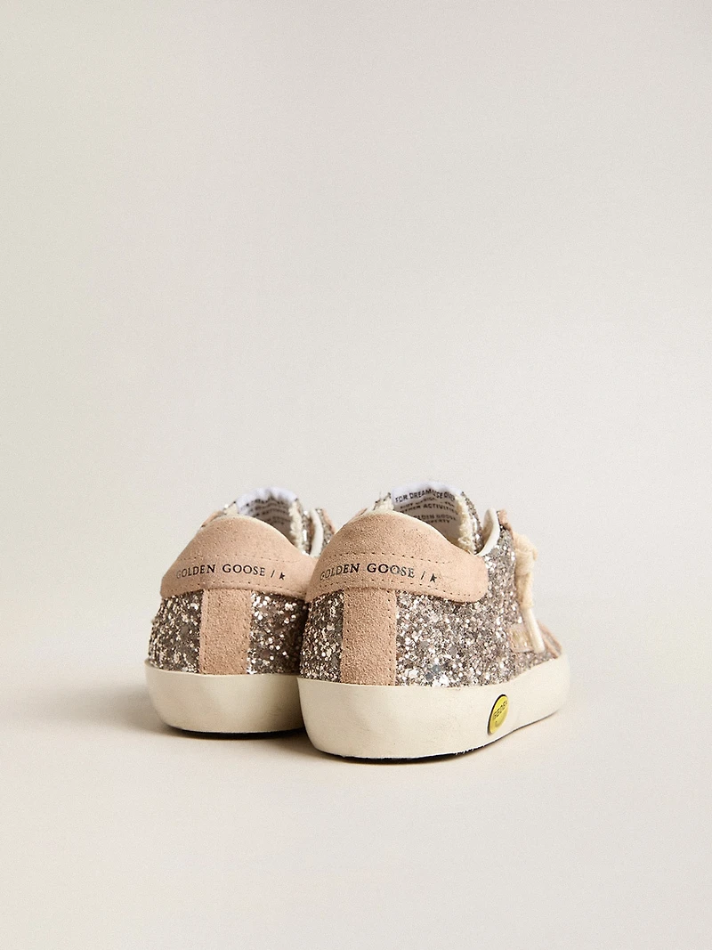 Junior Super-Star glitter with suede star and heel tab