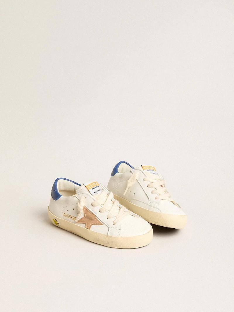 Junior Super-Star nappa leather with a beige star and blue heel tab