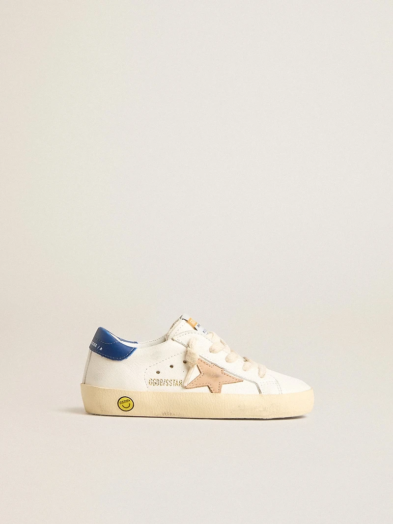 Junior Super-Star nappa leather with a beige star and blue heel tab