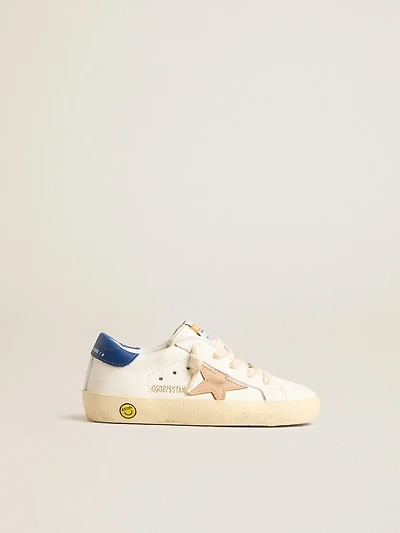 Junior Super-Star nappa leather with a beige star and blue heel tab