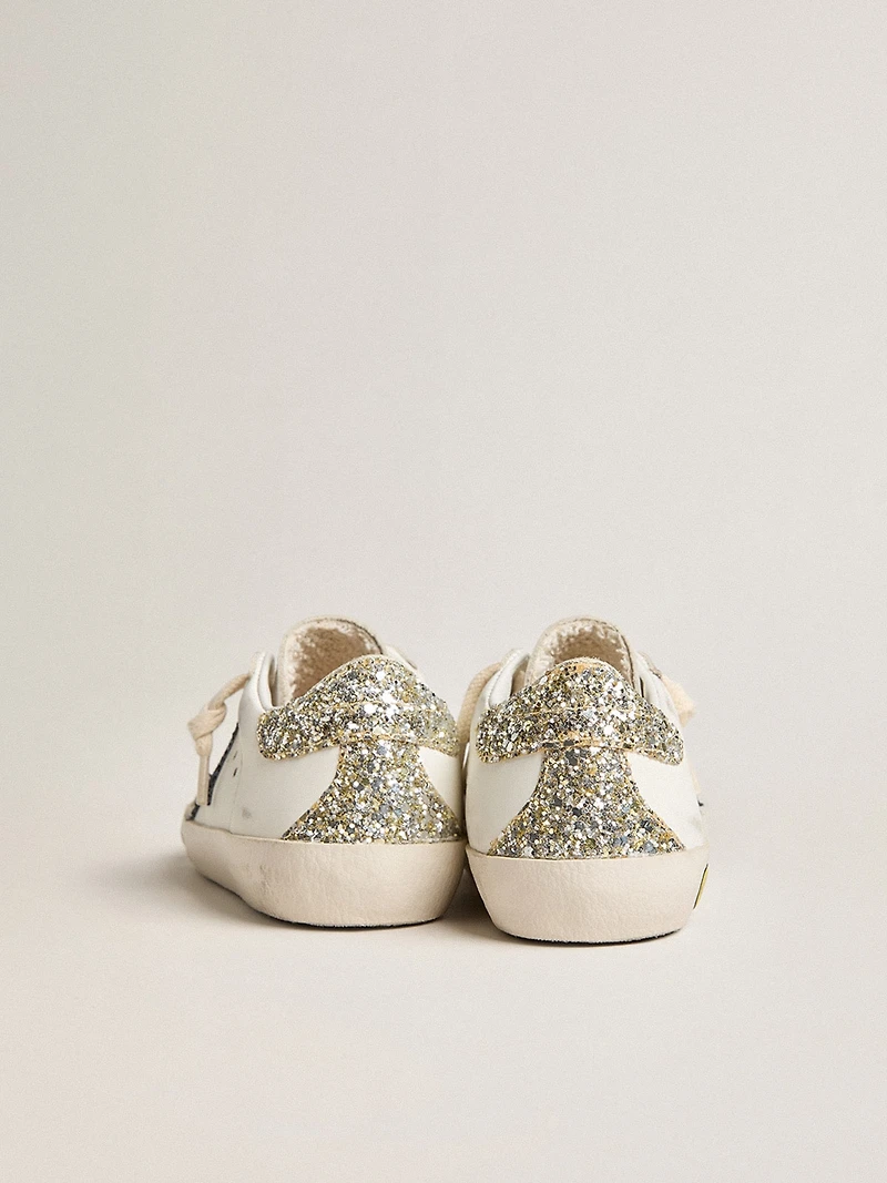 Junior Super-Star leather with glitter star and heel tab