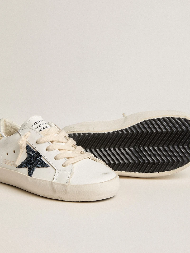 Junior Super-Star leather with glitter star and heel tab