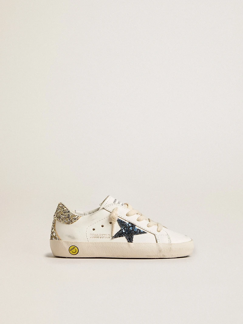 Junior Super-Star leather with glitter star and heel tab