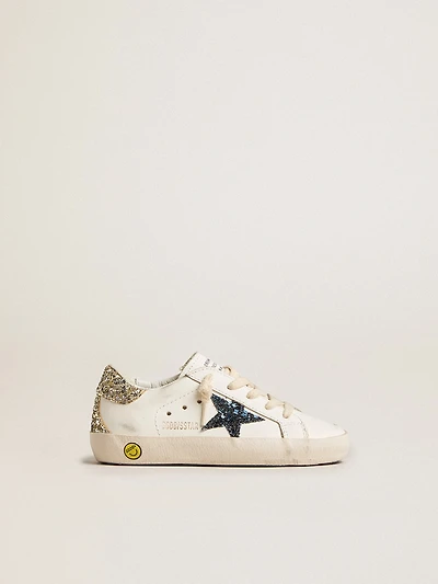 Junior Super-Star leather with glitter star and heel tab