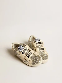 Old School Junior platinum glitter with leather star and heel tab