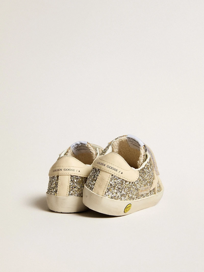 Old School Junior platinum glitter with leather star and heel tab