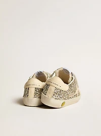 Old School Junior platinum glitter with leather star and heel tab