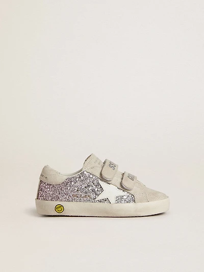 Junior Old School in silver and pink glitter with white leather star