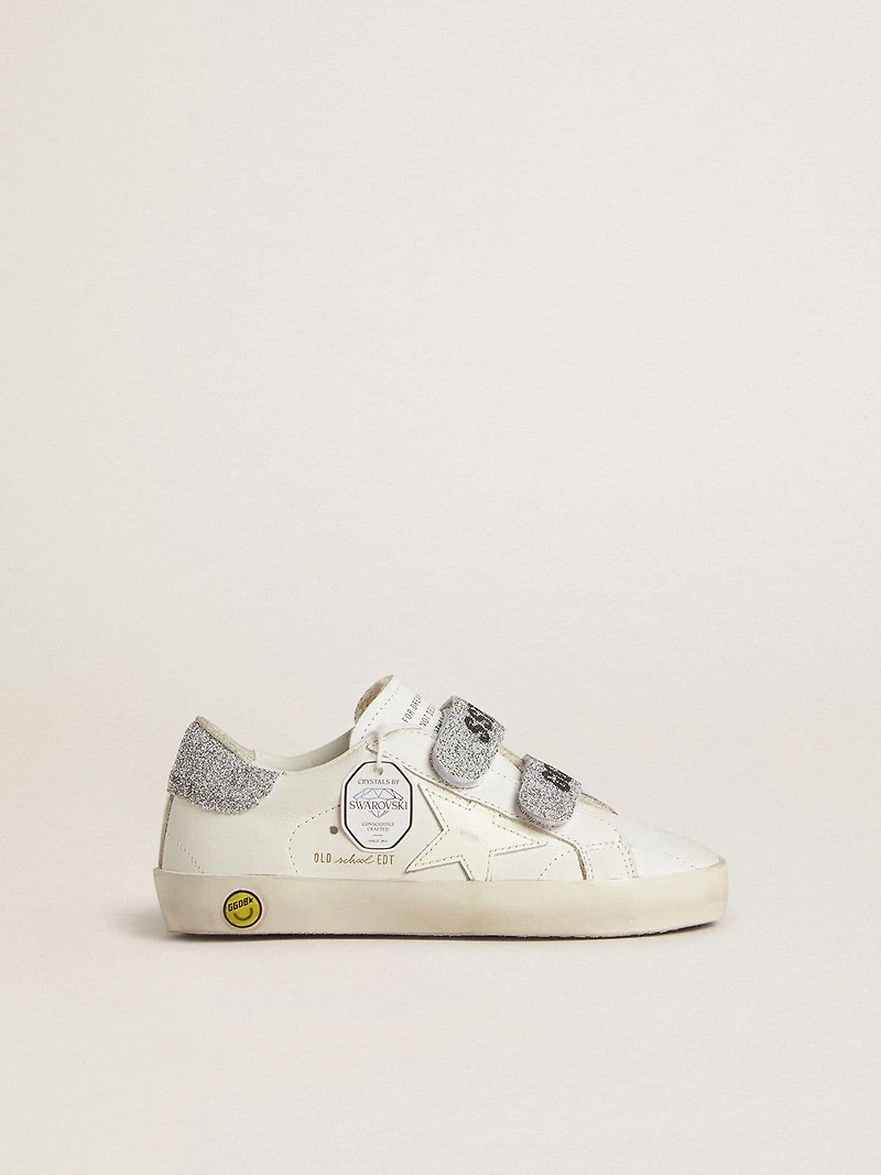 Junior Old School with silver Swarovski crystal heel tab and straps