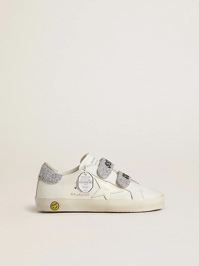 Junior Old School with silver Swarovski crystal heel tab and straps