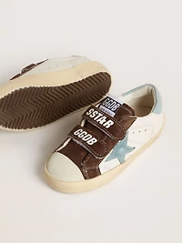Junior Old School nappa with light blue suede star and brown inserts