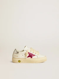 May Junior with fuchsia glitter star and metallic leather heel tab