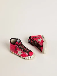 Junior Francy sequins with ice-gray suede star and animal-print laces