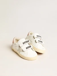 Junior Old School in leather with gray suede star and old rose heel tab