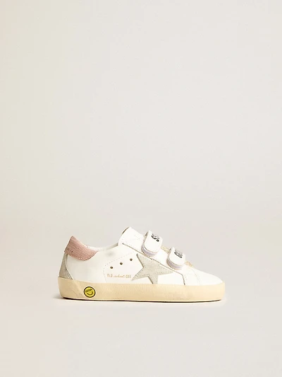 Junior Old School in leather with gray suede star and old rose heel tab