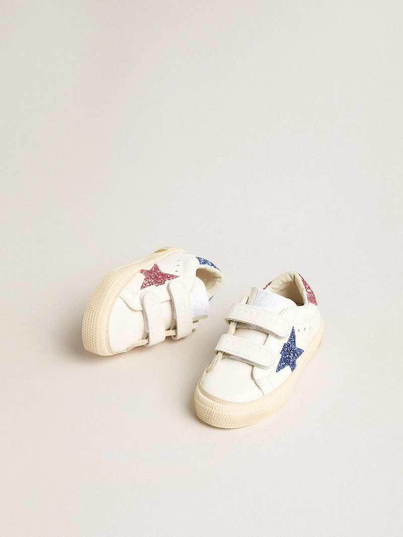Junior May School in leather with glitter star and heel tab