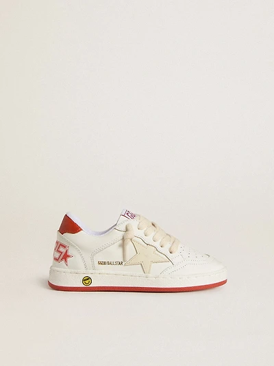Junior Ball Star in leather with cream-colored star and red leather heel tab