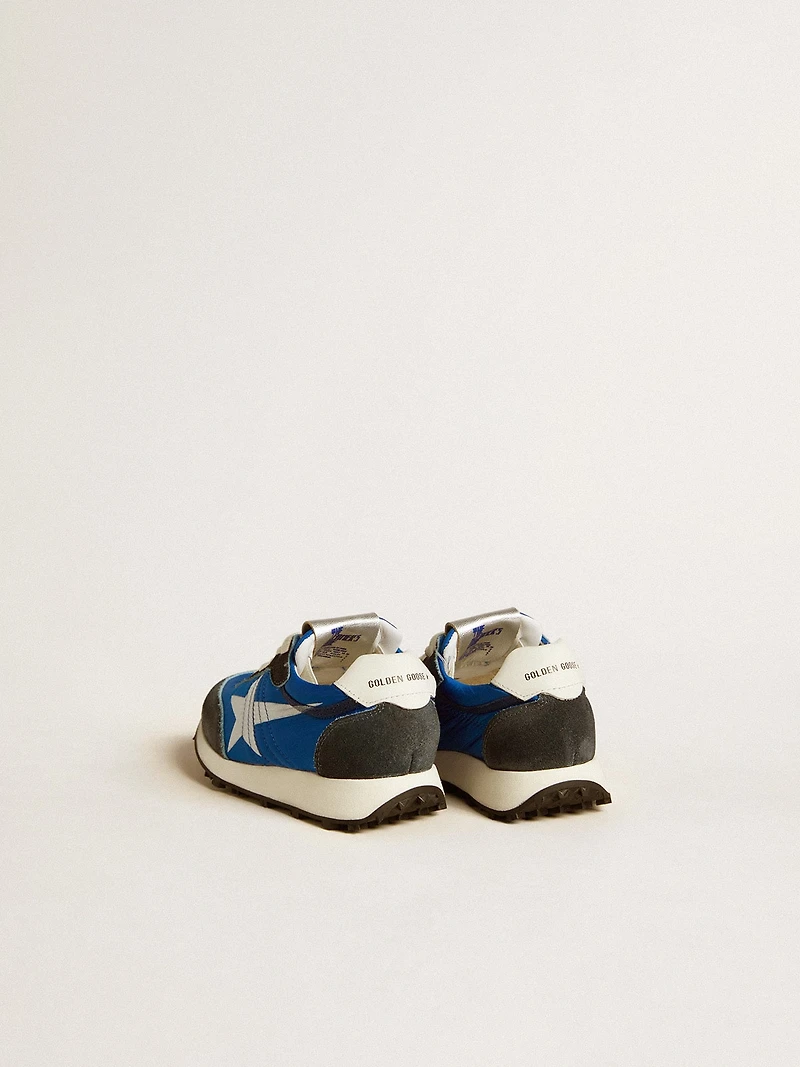 Marathon Junior blue nylon with printed star and leather heel tab