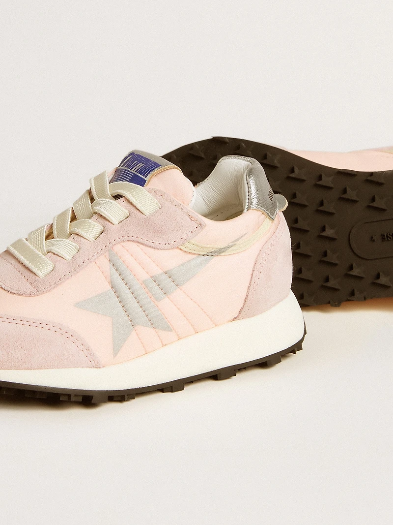 Marathon Junior pink nylon with printed star and leather heel tab