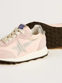 Marathon Junior pink nylon with printed star and leather heel tab