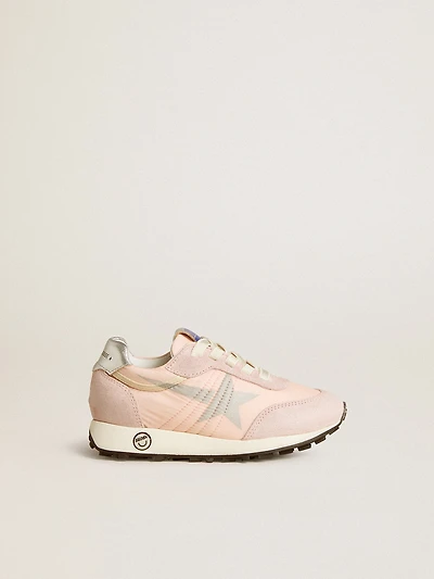 Marathon Junior pink nylon with printed star and leather heel tab