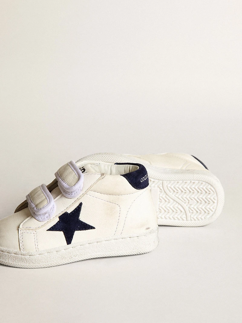 June Junior nappa with dark blue suede star and heel tab