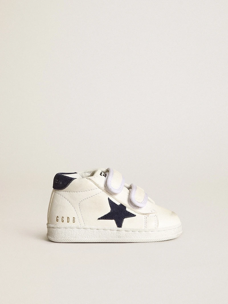 June Junior nappa with dark blue suede star and heel tab
