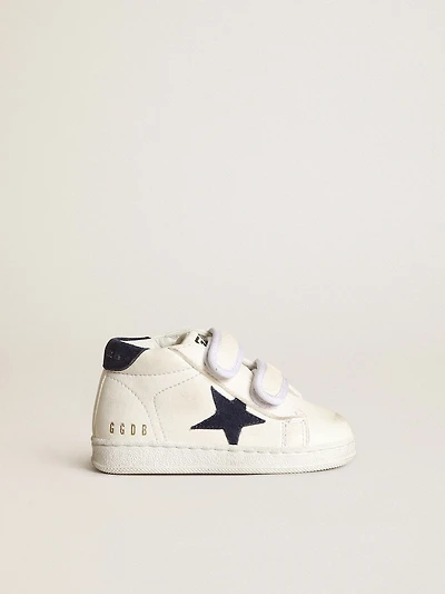 June Junior nappa with dark blue suede star and heel tab