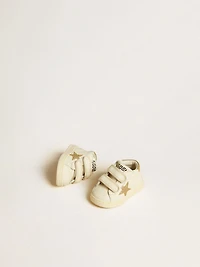 June Junior white nappa leather with gold glitter star and heel tab