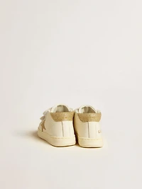 June Junior white nappa leather with gold glitter star and heel tab
