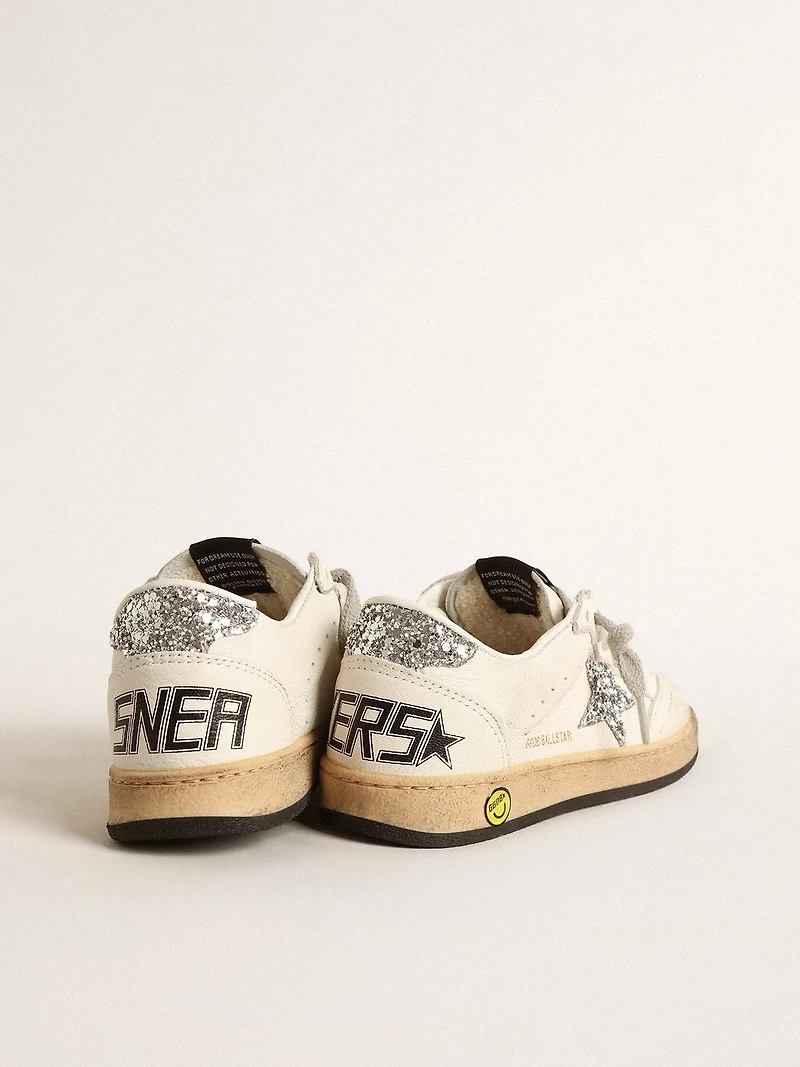 Ball star Junior nappa with silver glitter and heel tab