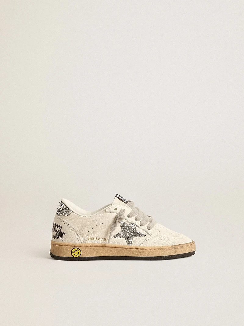 Ball star Junior nappa with silver glitter and heel tab