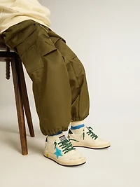 Junior Ball star with turquoise and green suede heel tab