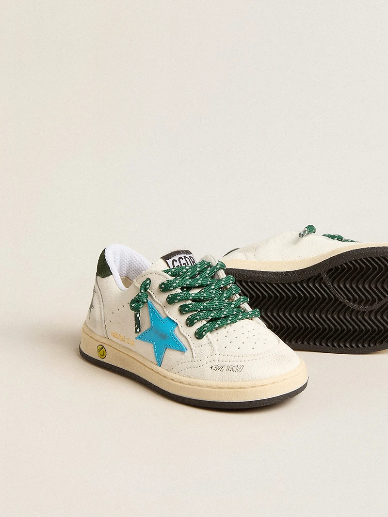 Junior Ball star with turquoise and green suede heel tab