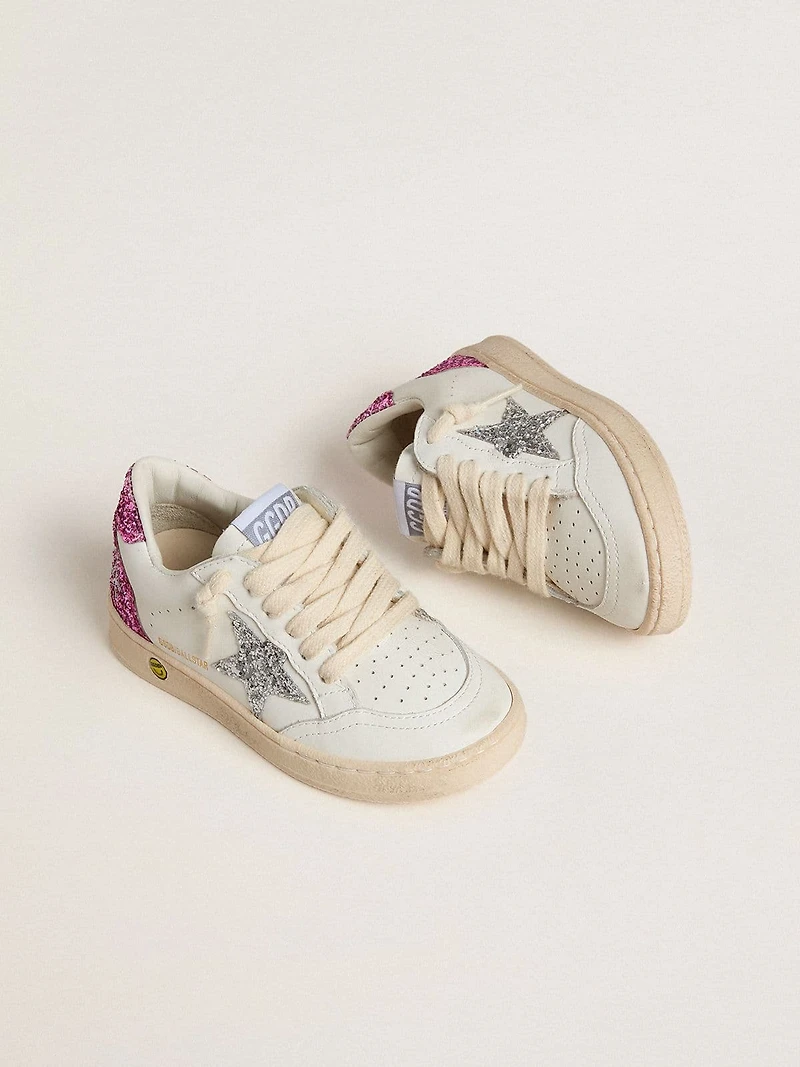 Junior Ball star with silver glitter and pink heel tab
